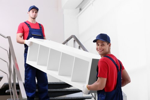 Commercial moving team from Storage Bow preparing office equipment
